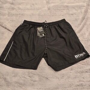 Hugo Boss Starfish BM Swim Trunks Mens‎ Small Black Quick Dry Beach Shorts NEW